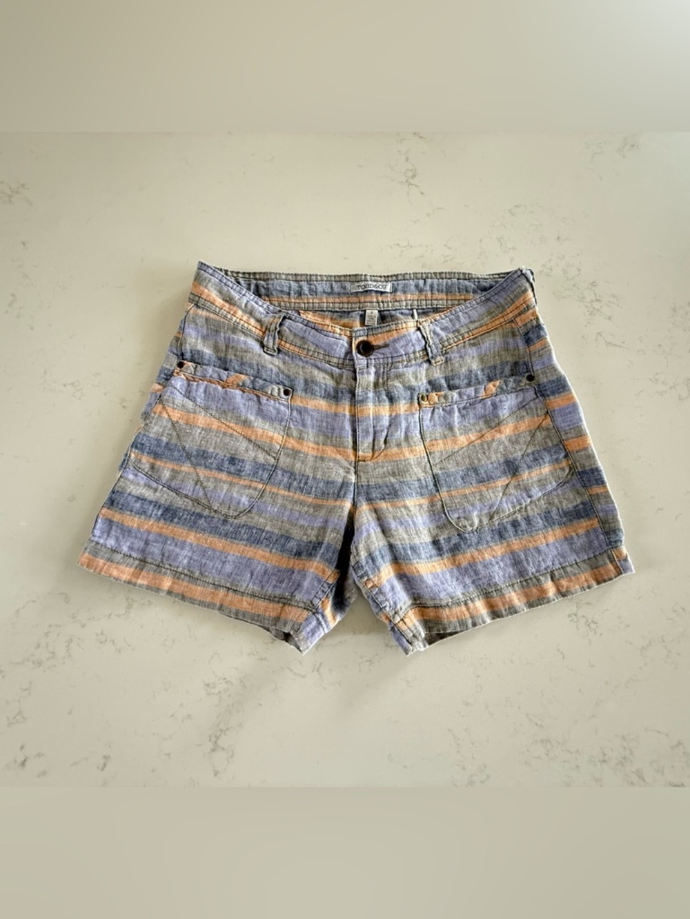 Toad&Co Striped Linen Shorts 5” Size 4